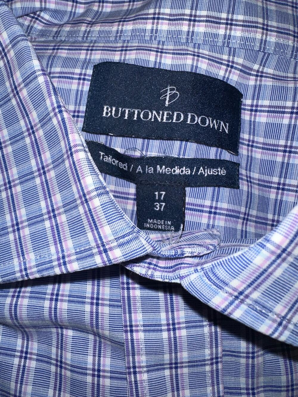 Buttoned Down Men's Dress Shirt Pink Blue White 17 37